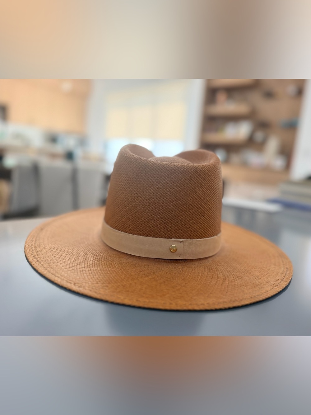 Janessa Leone Wide-Brim Hat - Classic Straw Style - good condition!